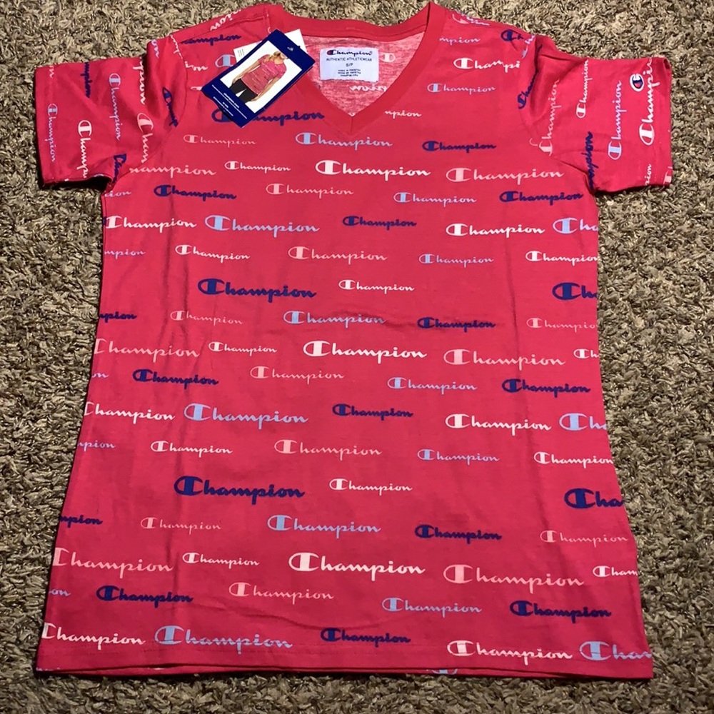 Champion Womens Short Sleeve Cotton V Neck Tee